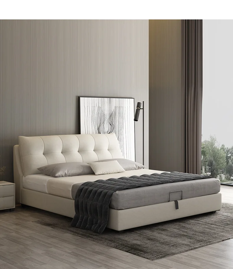 

Customize King Size soft Storage Bed Synthetic Leather Queen Bed with Storage Modern Villa Hotel Cloth Double Beds