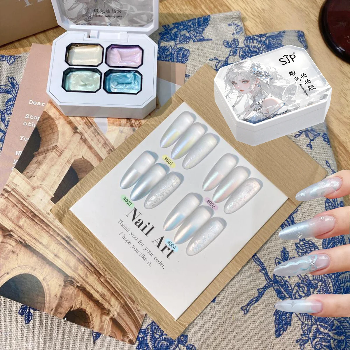 1pc 4-color satin light patting gel nail polish oil gel no wash halo dyeing pearl aurora color painting gel nail art creation