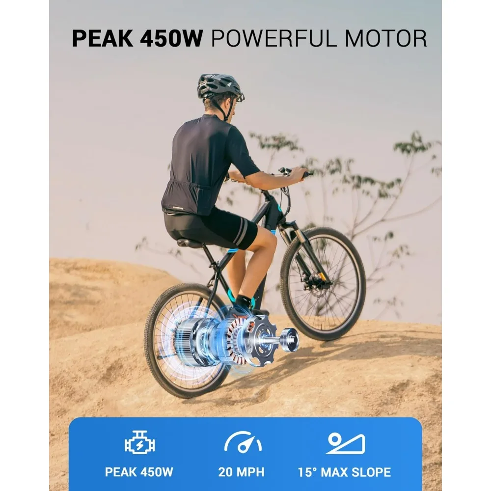 Electric Bike for Adults, Built-in Invisible Removable Battery,26