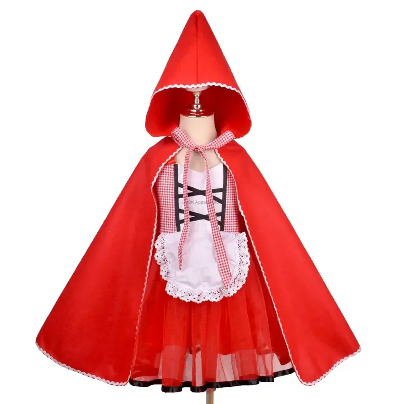 Kleine rote Reit haube Halloween Cosplay Kostüm Kindertag Geschichte Bühne Performance Kleid und Umhang Mädchen rotes Kleid