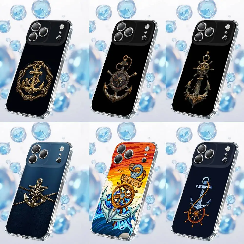 

Boat Nautical Captains Anchor Phone Case For iPhone 17,16,15,14,13,12,11 Plus,Pro,Max,Plus,E,SE4,Air,Mini Transparent