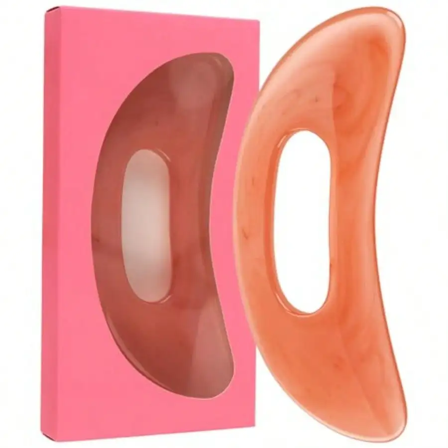 

Pink Resin Gua Sha Scraping Massage Tool For Myofascial Release, Lymphatic Drainage, And Body Contouring; Handheld With Handle Hole; Ideal For Back, Neck, Legs Muscle Relief
