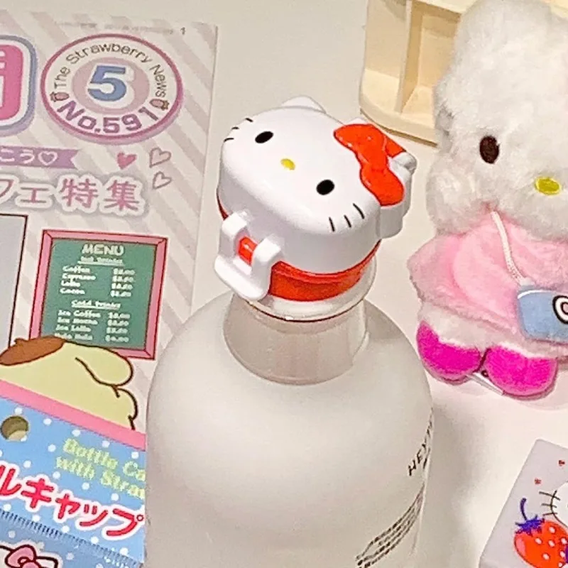 

Hello Kitty Straw Bottle Cap Suitable for Plastic Bottle Mouth Replacement of Mineral Water Beverages Cartoon Anime Wholesale