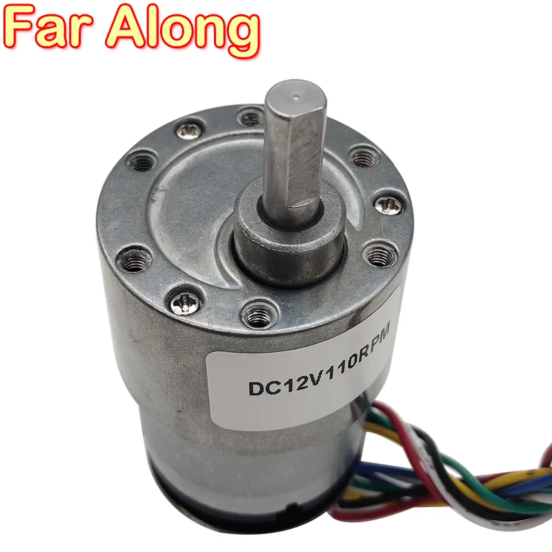 Small 12V DC Geared Motor with Hall Encoder Low-Speed 12 To 1590RPM Reversible And Adjustable Speed All Metal With Signal Output