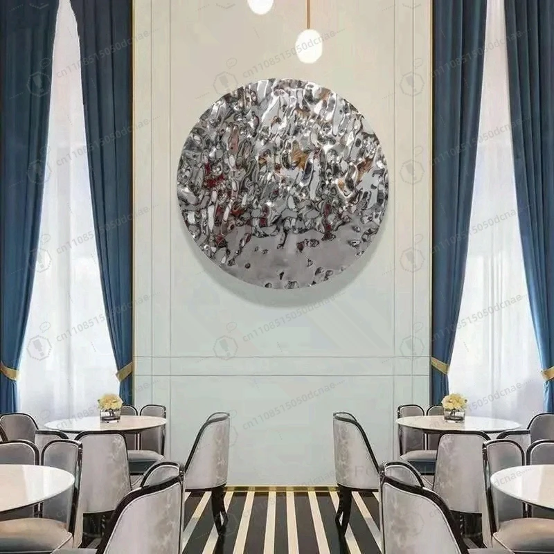 

Итальянский металлический настенный декор для гостиной, круглый декоративный подвес из нержавеющей стали в виде водной волны, для отеля, спальни, прикроватный настенный декор