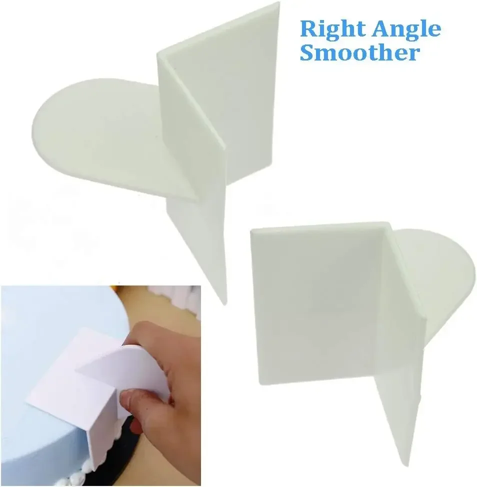 2025 New DIY Fondant Cake Corner Flattener Right Angle Rounded Corner Wide Angle With Handle Plastic Scraper Cream Flattener Cak