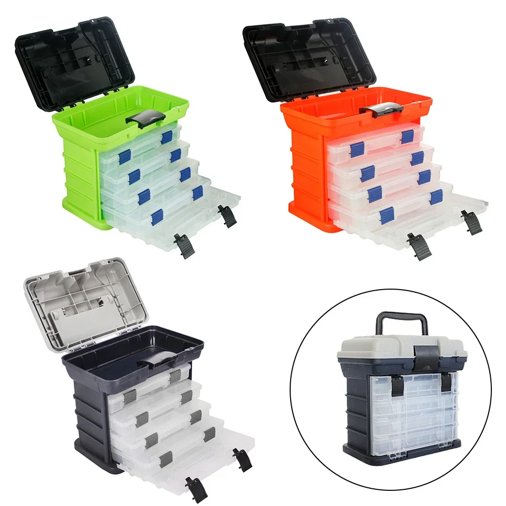 

Portable Fishing Equipment Box 4-Layers Fishing Large Capacity With Adjustable Dividers Handle Fishing Tackle Storage Case Box