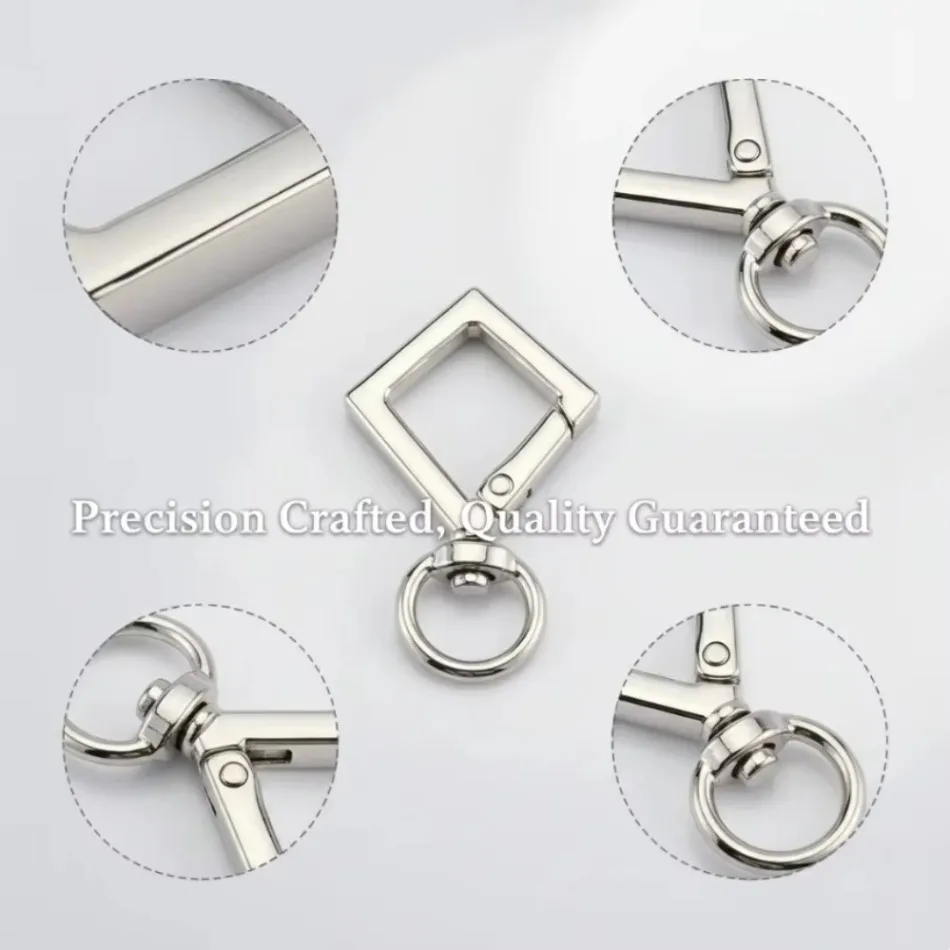 5-100Pcs Rhombic Round Lobster Leather Bag Handbag Strap Connector Pendant Keyring Spring Key Ring Snap Clasp Clip Trigger Hook