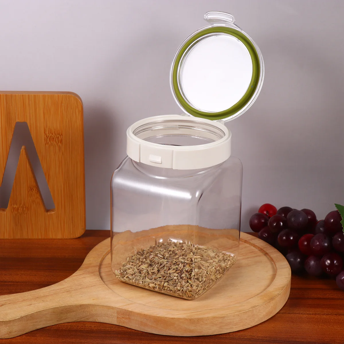 

1.1L Sealable Storage Container Food Jar for Grains Rice Nuts Cereal Salt Sugar Kitchen Pantry Airtight Dry Food Canister