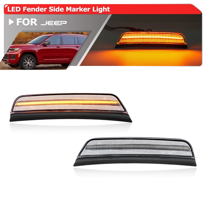 

Подходит для Gen5 2021 2022 2023 2024 2025 Jeep Grand Cherokee WK2 SUV, все модели, передний бампер, светодиодное крыло, боковые габаритные огни