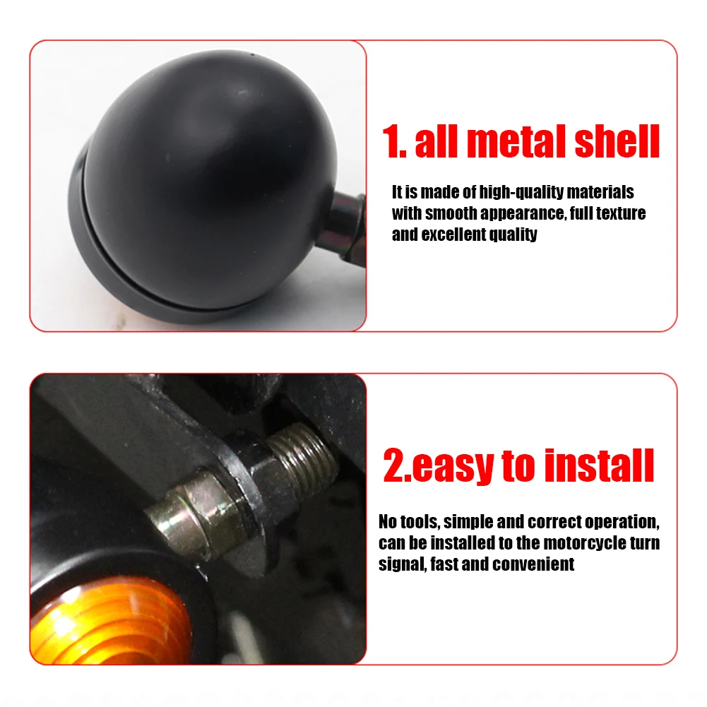 2 قطعة دراجة نارية بدوره إشارات أضواء IP66 مقاوم للماء الرجعية المعادن الوامض سلك واحد بدوره إشارات أضواء دراجة نارية الملحقات #4