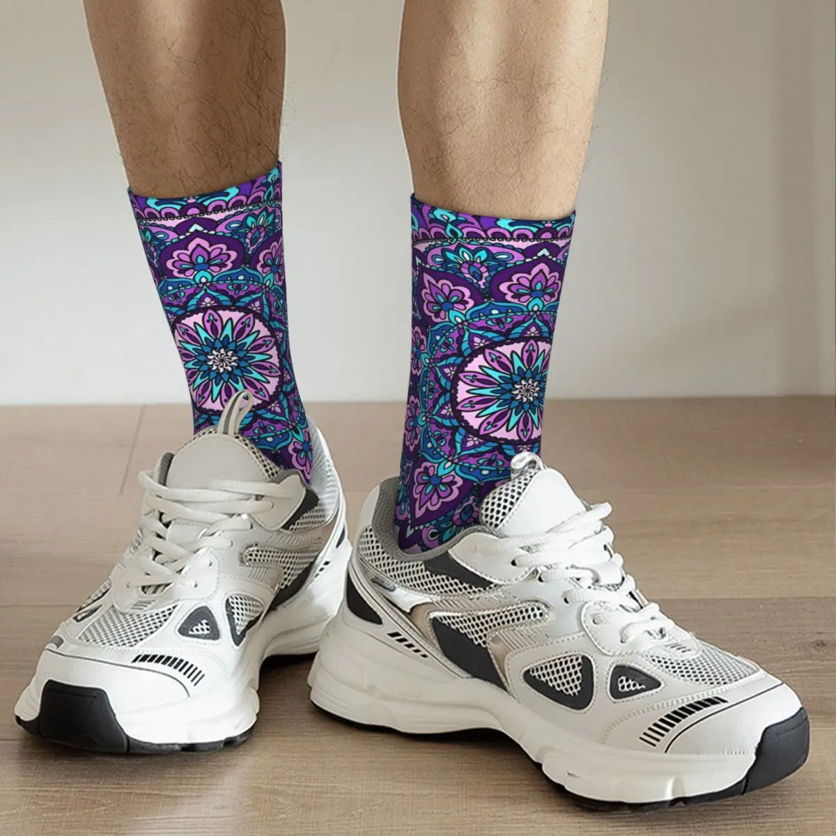 Crazy compression Mandala Pattern Sock for Men Harajuku Quality Pattern Crew Sock Novelty