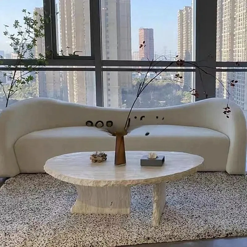 

Minimalist wabi sandy wind yellow cave stone coffee table broken stone coffee table