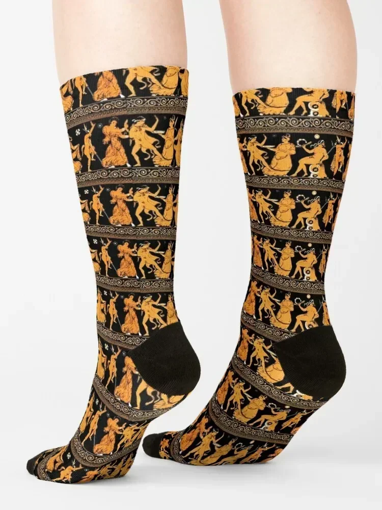 Bacchanalia Greek Vase Attic Red figure Socks Christmas aesthetic christmas gifts Stockings Designer Man Socks Women's