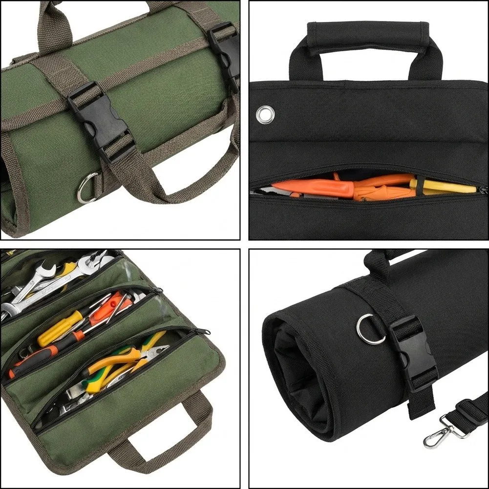 Portable Tool Storage Solution Roll-Up Tool Bag Hand Tool Set Multiple Pockets Design Compact Lightweight Build