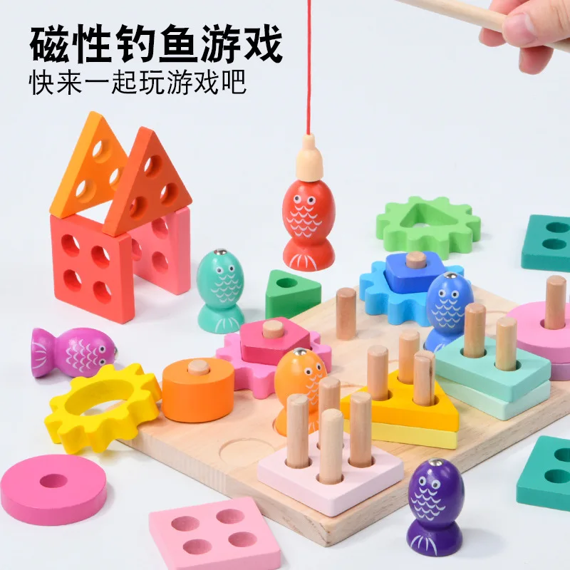Geometrische passende Rettich ziehen Kinder Lernspielzeug magnetische Angelspiele Angelspielzeug Kindergarten Eltern-Kind-Spiel