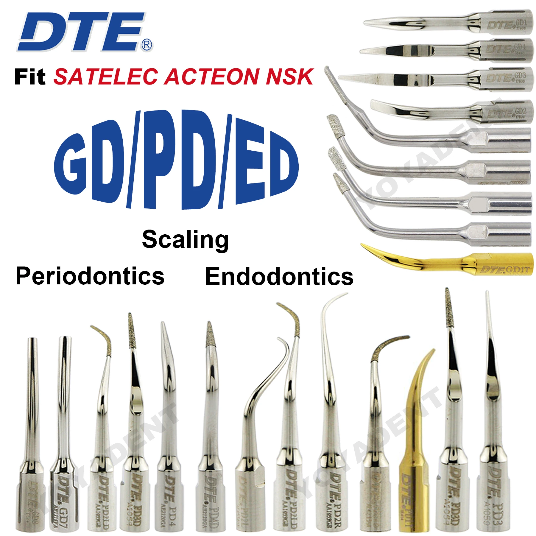 

Woodpecker DTE Tips Dental Ultrasonic Scaler Tips Perio/Endo/Scaling Tip Fit NSK SATELEC ACTEON Scaler Handpiece Dentistry Tools