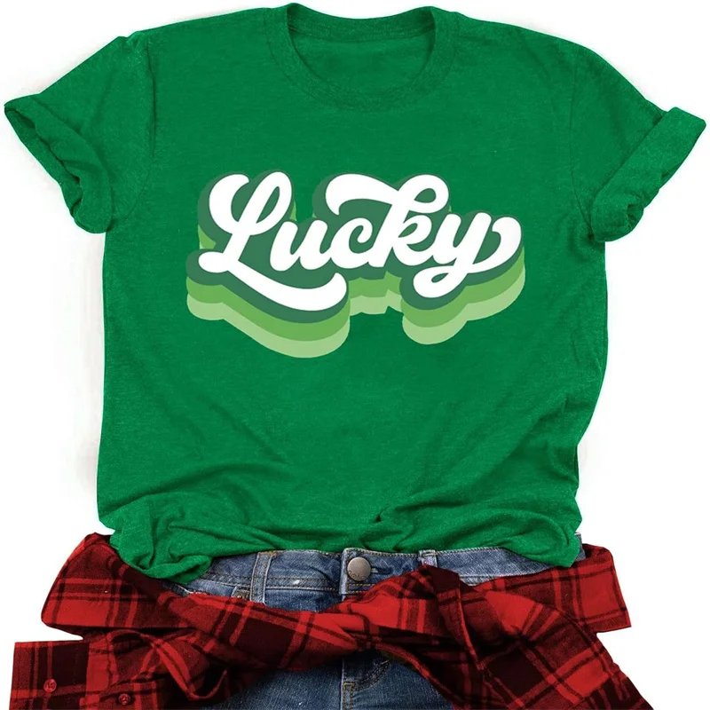 3.17 Happy St.Patrick's Day Fashion Women T Shirt Summer Short Sleeve Lucky Print Tshirt Festival T-shirt O-Neck Basic Top Tees