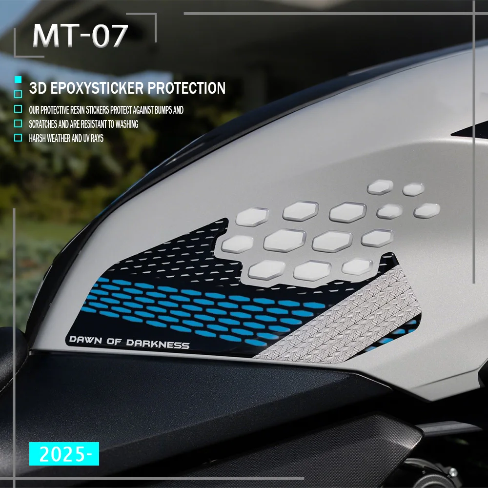 

Motorcycle Fuel Tank Pad Protection 3D Epoxy Resin Sticker For MT-07 2025 Accessories MT 07 Knee Traction Pad MT07