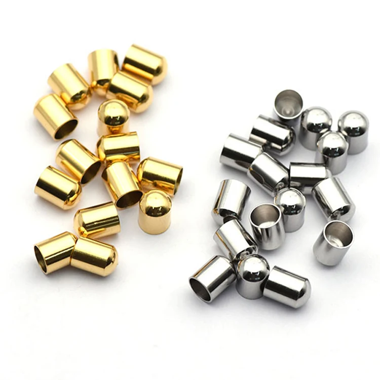 20pcs Gold Color Stainless Steel End Caps Crimp Clasps Cord tip for laces Leather Cord for Jewelry Making DIY Findings Supplies