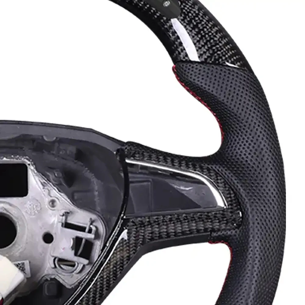 For SKODA Octavia superb kodiaq karoq custom half punch leather LED carbon fiber steering wheel