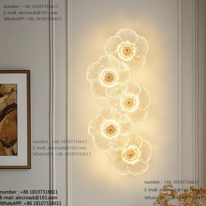 

French light luxury flower wall lamp bedroom lamp simple corridor stair wall lamp