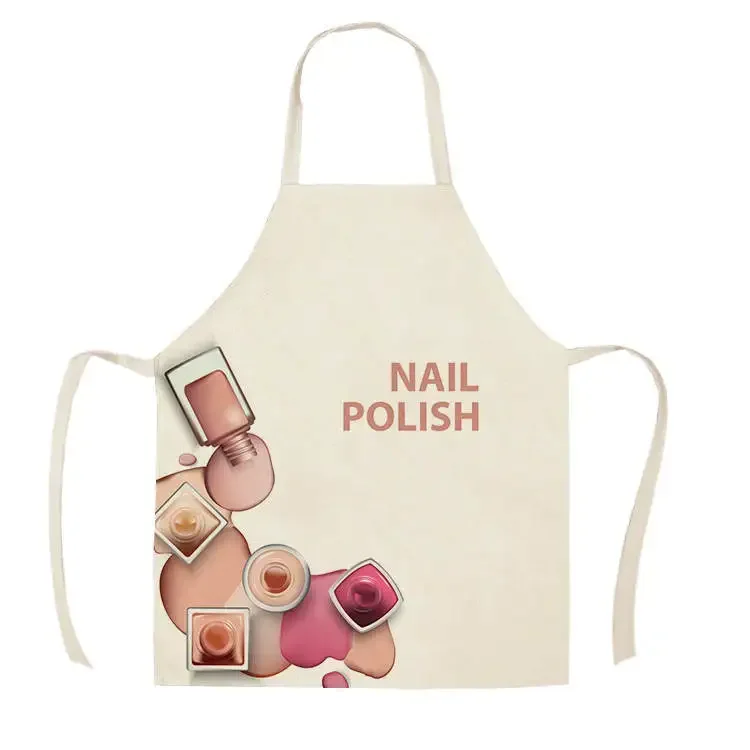 Home Kitchen Apron Color Nail Polish Bottle Printed Sleeveless Linen Aprons Men Women Home Cleaning Tools Fartuchy Chef Tablier