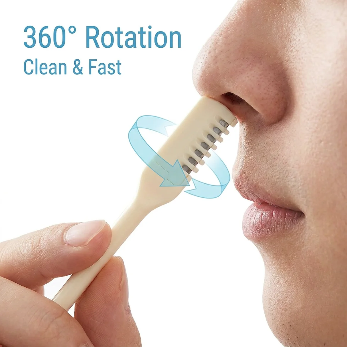 360 Rotary Nose Hair Trimmer for Men Double Head Nose Hair Remover Safe Razor Ear Cleaner Portable Facial Grooming Tool