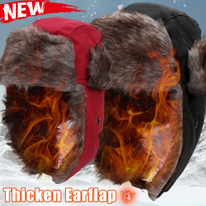 Thicken Plush Snow Bonnets Men Winter Warm Earmuffs Windproof Skullies Skullies Caps Fishing Skiing Beanies Hats Outdoor Unisex