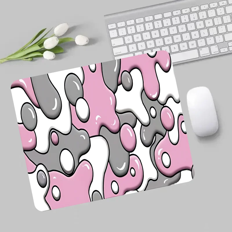 Pink bubble-shaped mouse pad with anti-slip rubber base stitched at the edges, suitable for offices, homes and gaming areas.