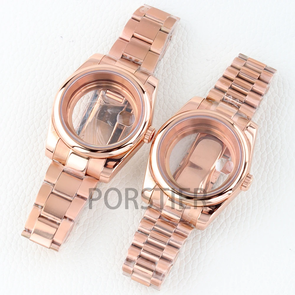Rose Gold 36mm/39mm NH35 Case Sapphire Crystal for DATEJUST NH35 NH36 Movement 28.5mm Dial Solid Steel Presidential/Oyster Strap