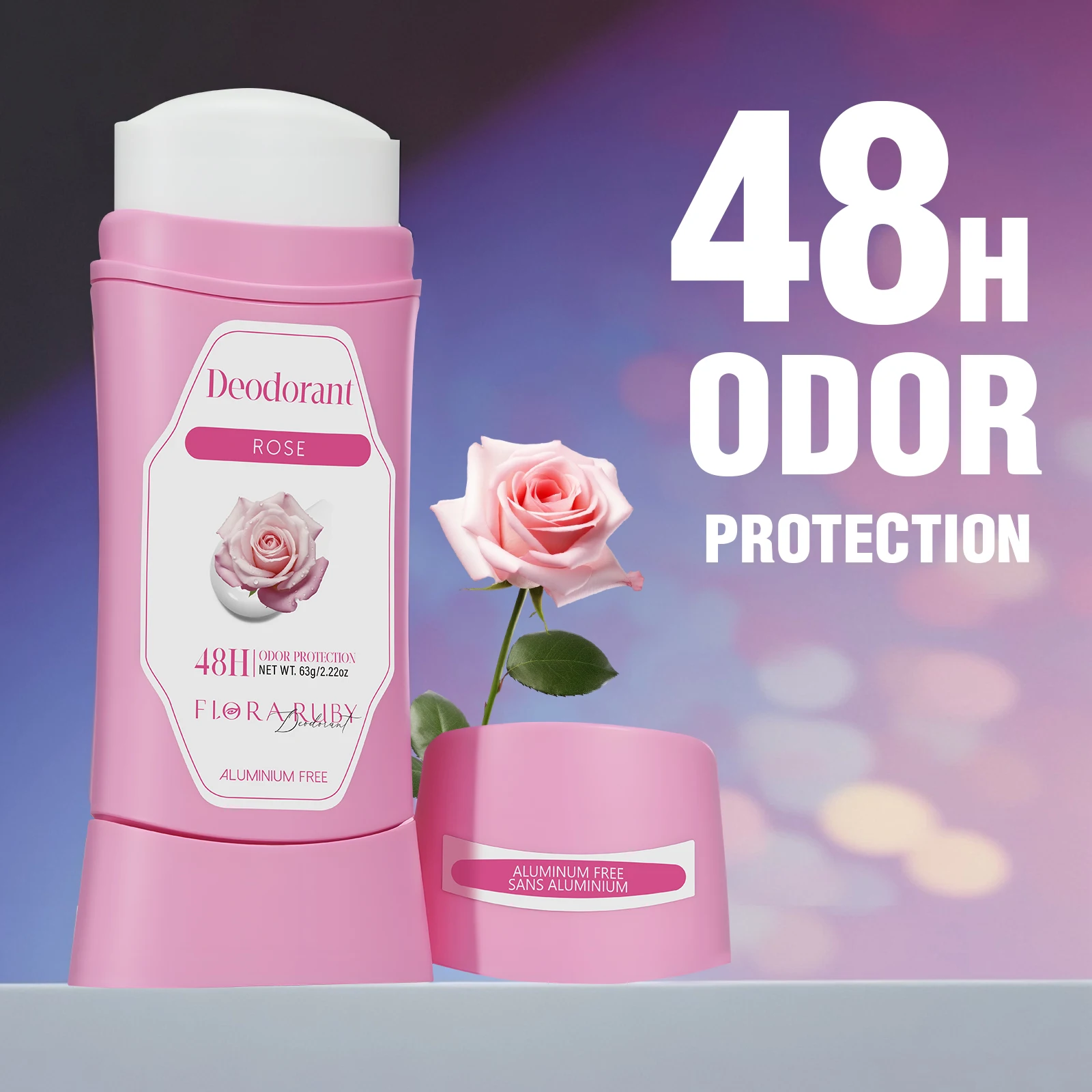 Odświeżające i trwałe perfumy w sztyfcie dla kobiet, aromat białych kwiatów i róż, na cały dzień ochrona przed potem i nieprzyjemnym zapachem pod pachami 63g