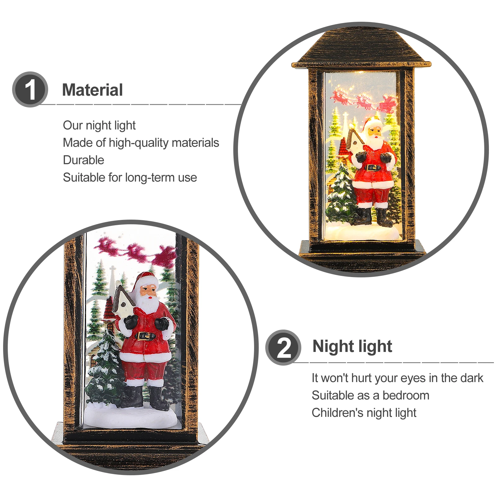 

Santa Claus Wind Light Decorative Lanterns for Indoors Desktop Ornament Decorations Centerpieces Plastic