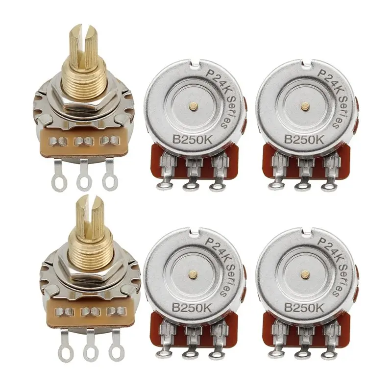 B48B-Long Copper Shaft 24-Tooth Electric Guitar Potentiometer Knob Switch With Potentiometer B250K