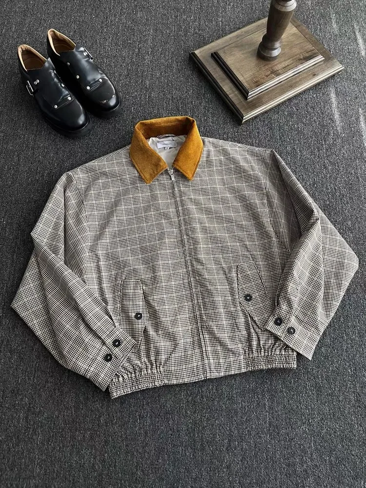

Американский ретро клетчатый вельветовый джет Harrington, мужская верхняя одежда с широким 3D-кроем, осень-зима, полиэфирное волокно