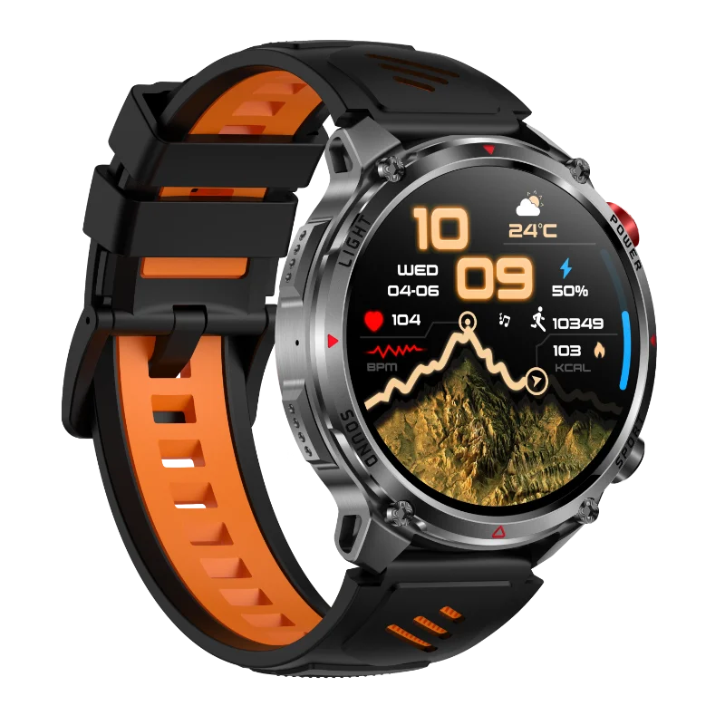 HT45 Smart Watch 1.7inch Men Outdoor Sport Fitness Tracking BT Calling Compass LED Flashlight 1100mAh Large Battery Smartwatch