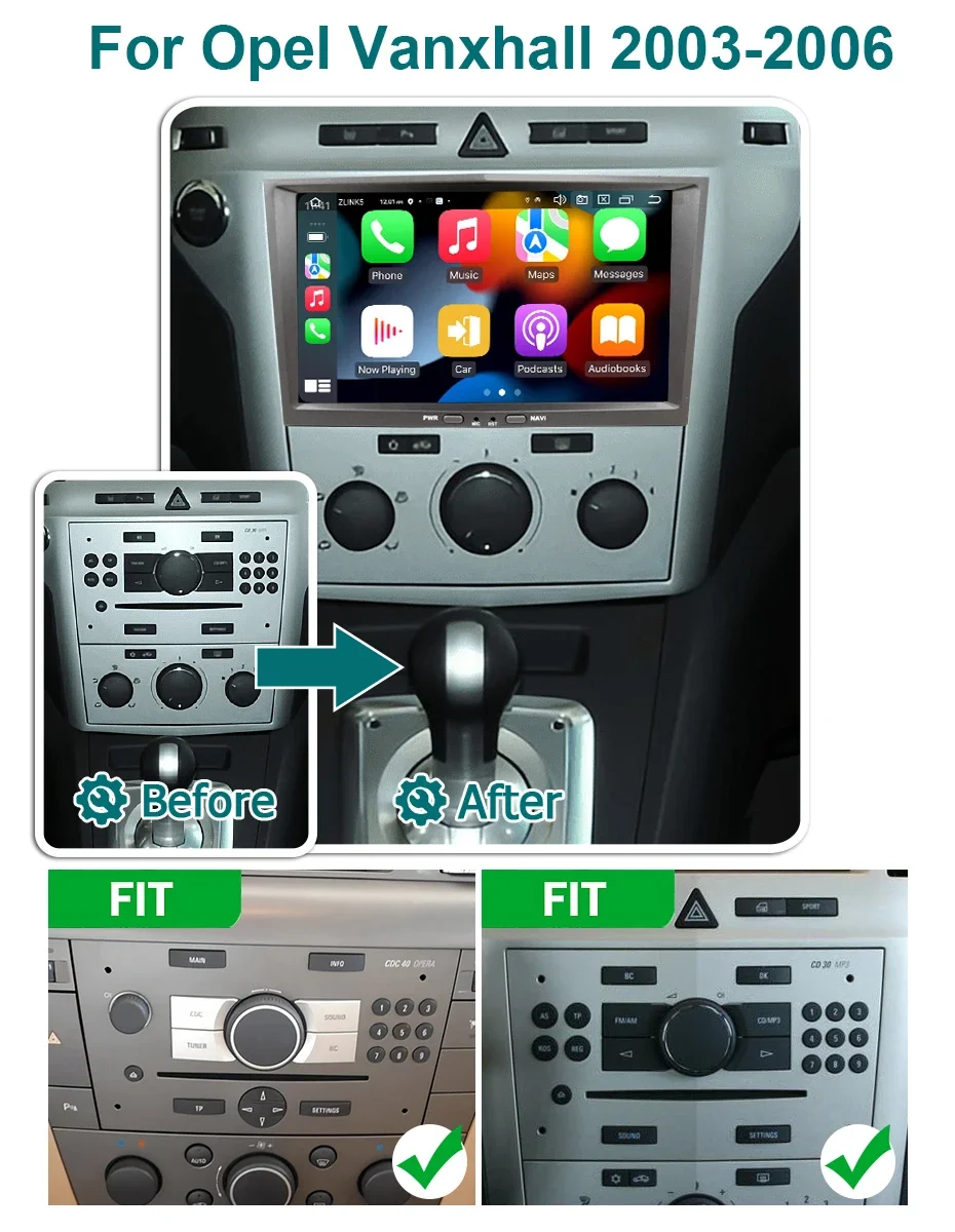 Autoradio Multimedia für Opel Astra H J Vectra Vauxhall Antara Zafira Corsa C D Vivaro Meriva Veda Wireless CarPlay Android Auto – Detail 2