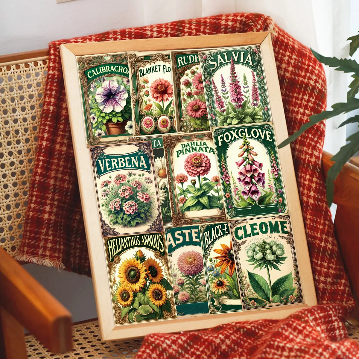 20pcs Vintage Flower Art Postcards,Decor Wall Decals For Home,Cottage,Farmhouse,Gift For Garden Lovers,Aesthetic Spaces Supplies