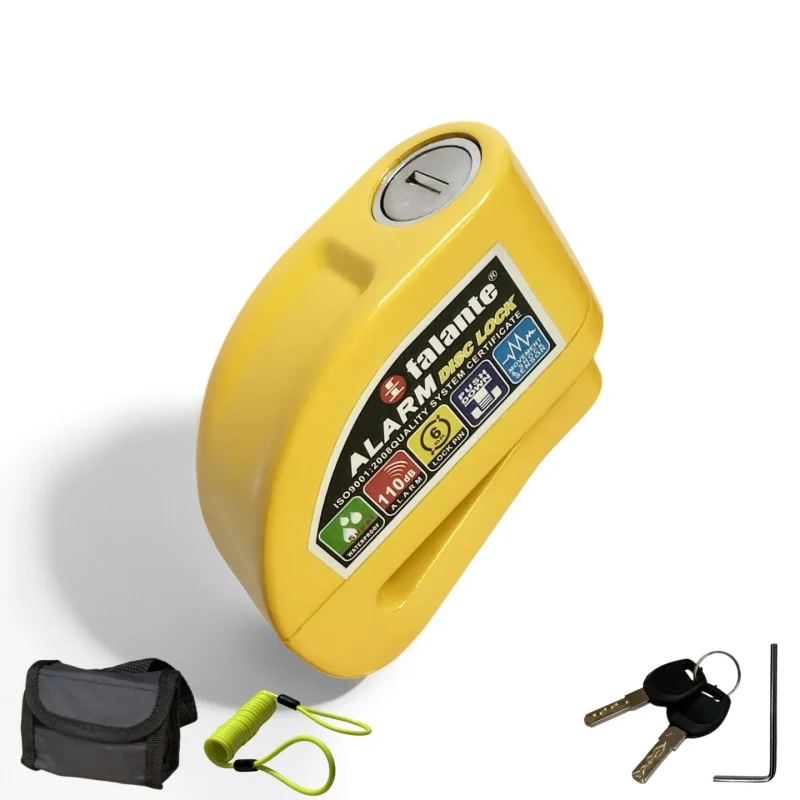 Aluminum Alloy Motorcycle Bicycle Lock with Alarm Safety Protection Removable Bag And Durable Rope for Vehicle Security