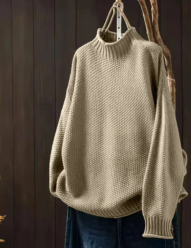 Damen-Pullover mit halbem Rollkragen und langen Ärmeln in Übergröße (Freizeitkleidung) ​ – Detail 6