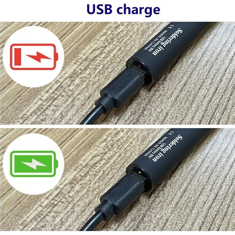 Akku-Lötkolben-Werkzeugstift, tragbar, USB, 5 V, 8 W, elektrisch betrieben, 3 Spitzen-Set, wiederaufladbar und Temperatureinstellung