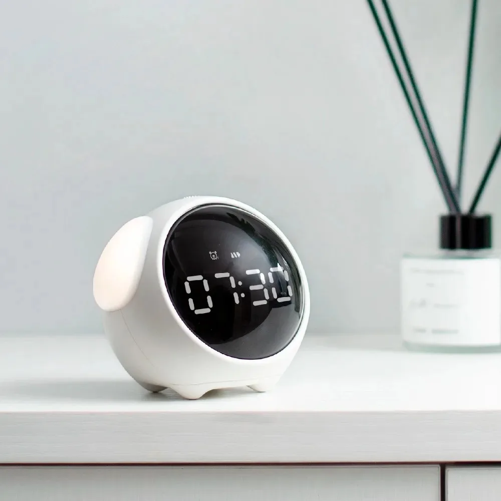 Cute Expression Alarm Clock Snooze Child Kids Digital Alarm Clocks Voice Control Intelligence LED Night Light Alarm Clock