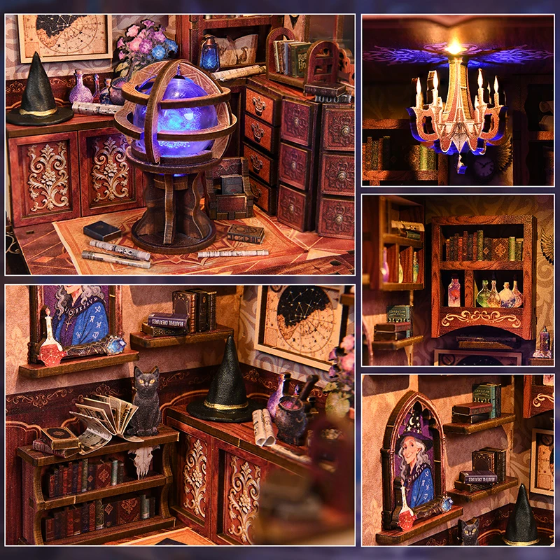 New DIY Miniature House Kit, Mystery Bookstore, Hand‑assembled Wooden Micro‑Scene Model, Creative Handmade Gift & Home Decoratio