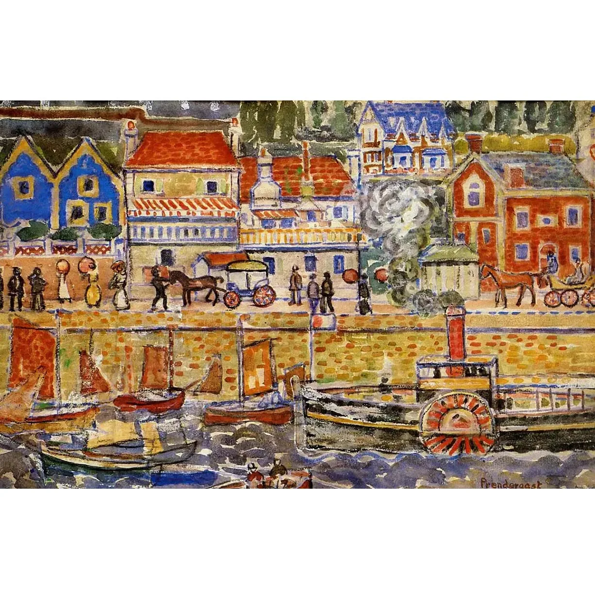 Maurice Prendergast artworks,Boat landing,Dinnard,Handmade landscape oil painting,Famous oil painting replica,Home decorations