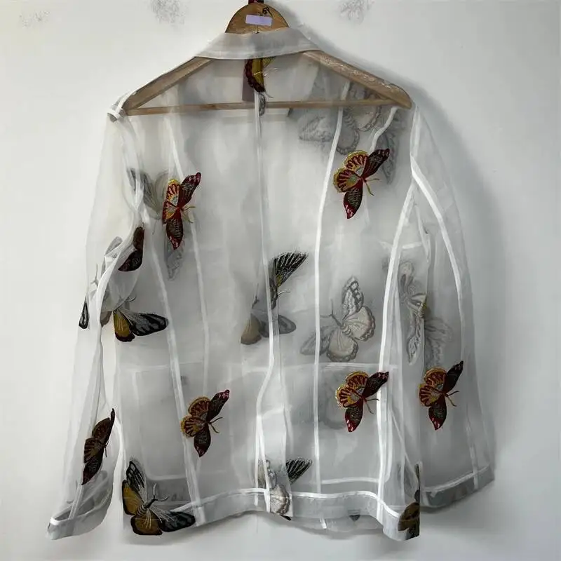 Personality Embroidery Organza Vest Mens Sleeveless Lapel Loose Tailored Niche Art Street Summer Casual Outer Layer VF57
