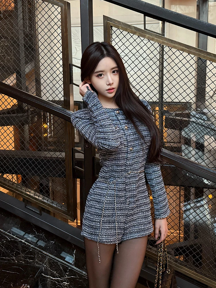 

Женский модный или брючный костюм в полоску с высокой талией Maiden, осенне-зимний вязаный топ Long Sve