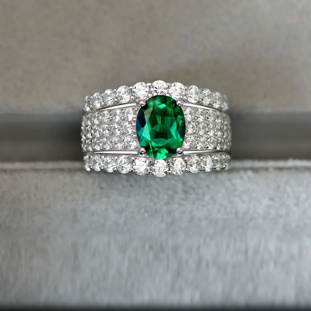 

Vintage Emerald Moissanite Diamond Ring 100% Original 925 sterling silver Wedding band Rings for Women Bridal Gemstone Jewelry