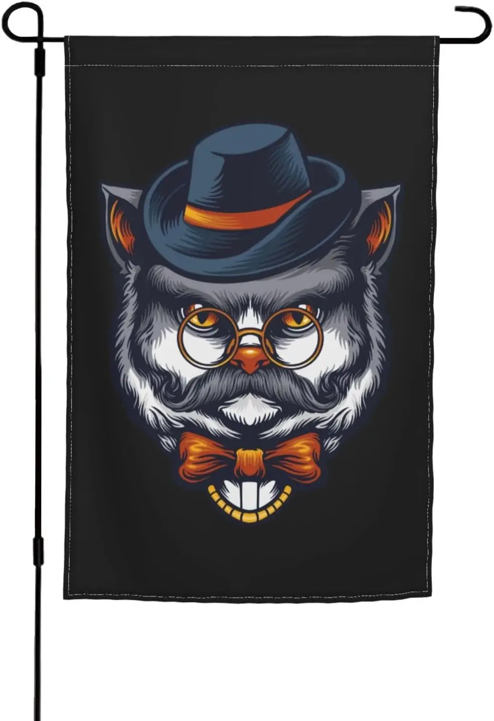 Double Sided Grey Cat Gentleman With Glasses Hat And Mustache Garden Flags For Outside 12x18 Inch Seasonal Flag Home Decor W AAS