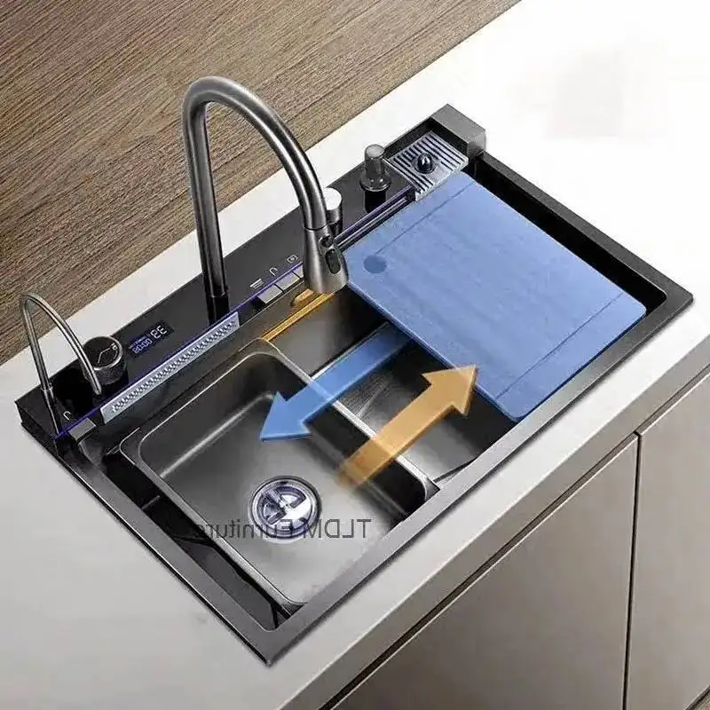 Display Smart Kitchen Multifunctional Sink Kitchen Digital Sinks Metal for Advanced Restaurant Modern Fixture for Rental House