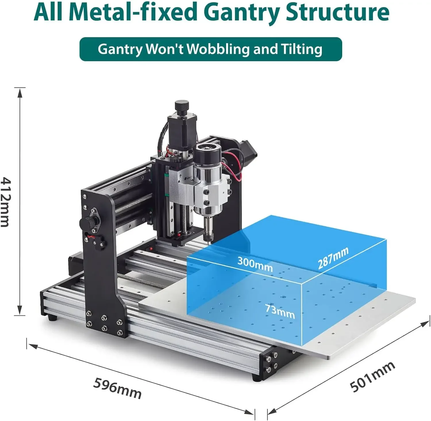 Per Router CNC AnoleX 3030-Evo Pro, guide lineari a doppio asse XYZ interamente in metallo con mandrino da 300W, sonda Z, limite